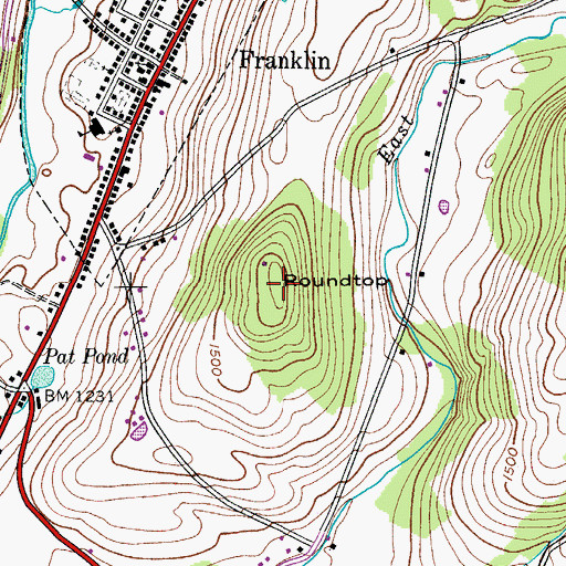 Topographic Map of Roundtop, NY