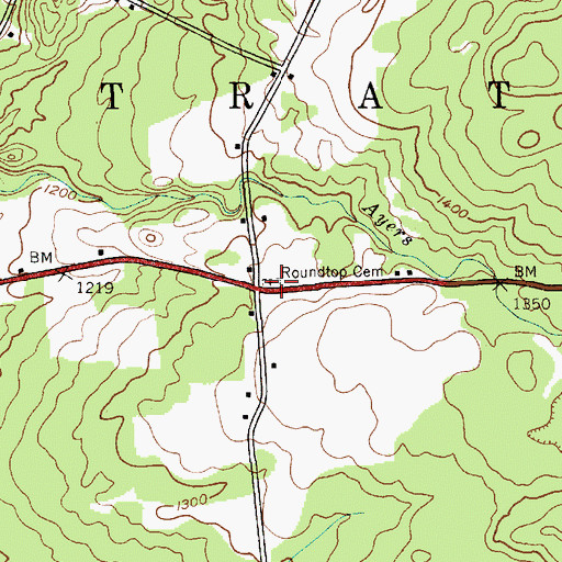 Topographic Map of Roundtop Cemetery, NY