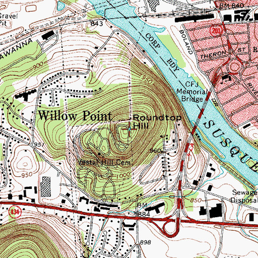 Topographic Map of Roundtop Hill, NY