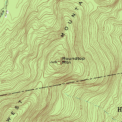 Topographic Map of Roundtop Mountain, NY