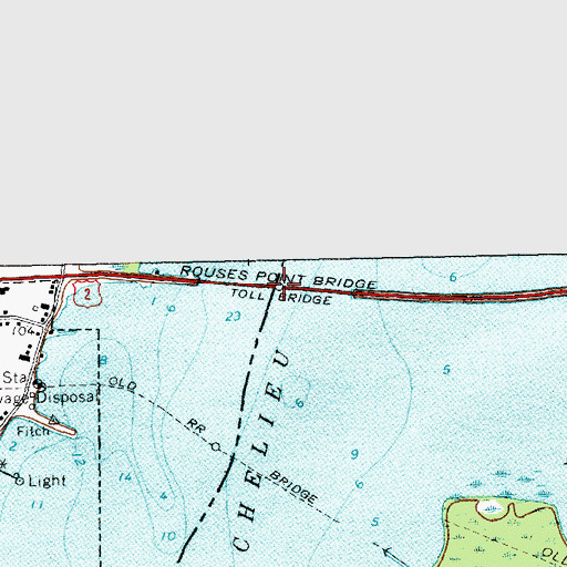 Topographic Map of Rouses Point Bridge, NY