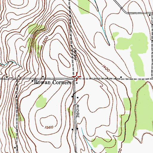 Topographic Map of Rowan Corners, NY