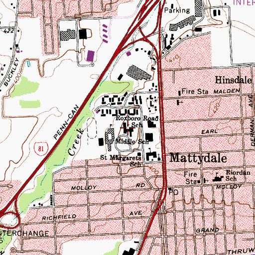 Topographic Map of Roxboro Road Elementary School, NY