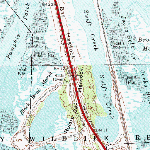 Topographic Map of Rulers Bar Hassock, NY