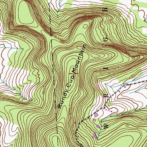Topographic Map of Rundy Cup Mountain, NY