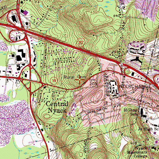 Topographic Map of Nyack Rural Cemetery, NY