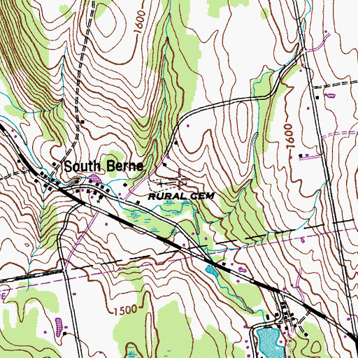 Topographic Map of South Berne Rural Cemetery, NY