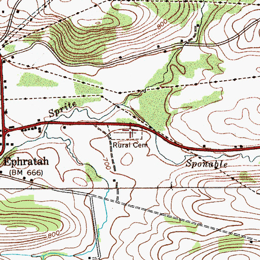 Topographic Map of Ephratah Rural Cemetery, NY