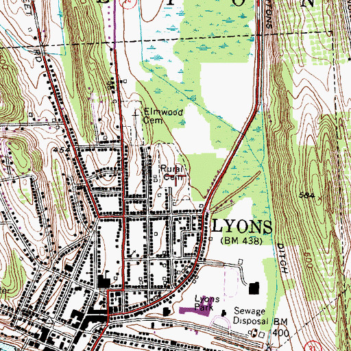 Topographic Map of Rural Cemetery, NY