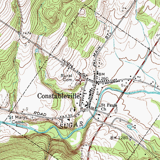 Topographic Map of Constableville Rural Cemetery, NY
