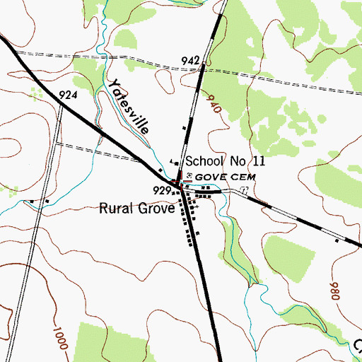 Topographic Map of Rural Grove, NY