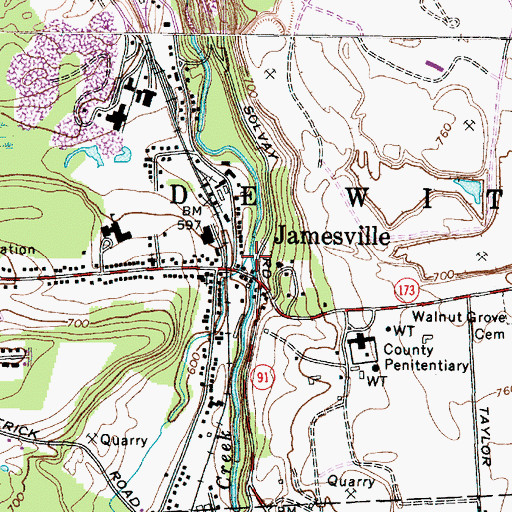 Topographic Map of Rush Creek, NY