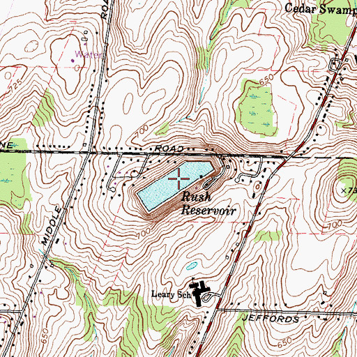 Topographic Map of Rush Reservoir, NY