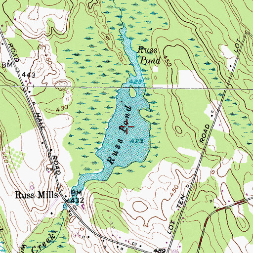 Topographic Map of Russ Pond, NY
