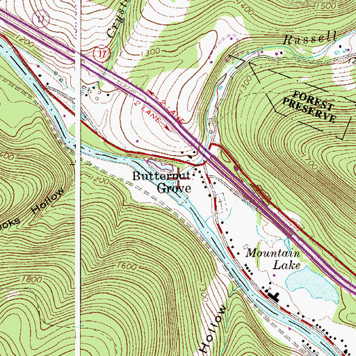 Topographic Map of Russell Brook, NY