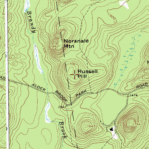 Topographic Map of Russell Hill, NY