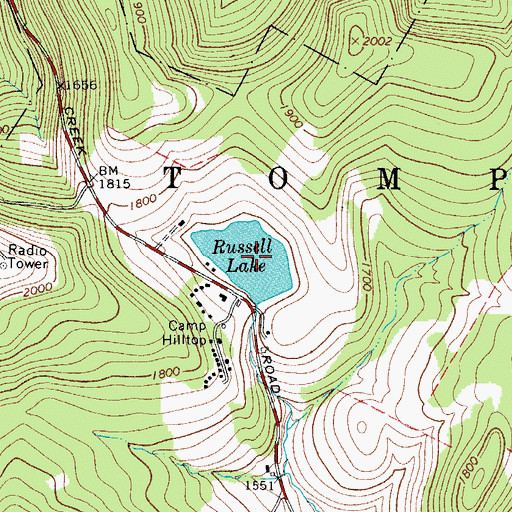 Topographic Map of Russell Lake, NY