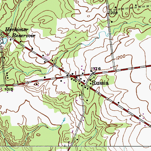 Topographic Map of Russia, NY