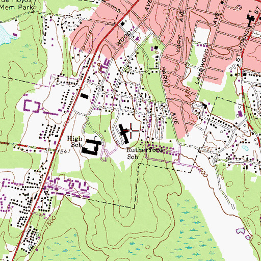Topographic Map of Rutherford School, NY