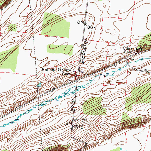 Topographic Map of Rutland Hollow Cemetery, NY