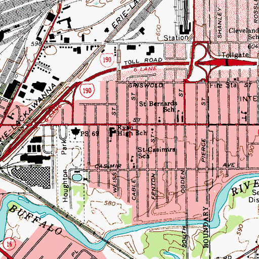Topographic Map of Ryan High School, NY