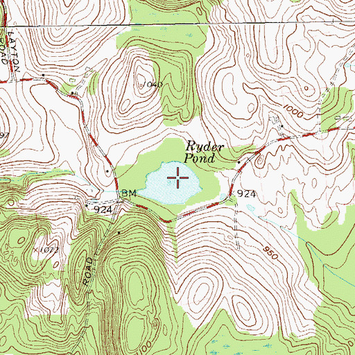 Topographic Map of Ryder Pond, NY