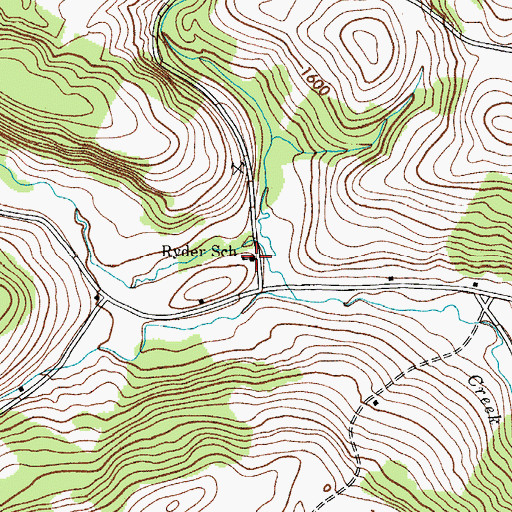 Topographic Map of Ryder School (historical), NY