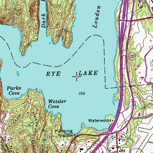 Topographic Map of Rye Lake, NY