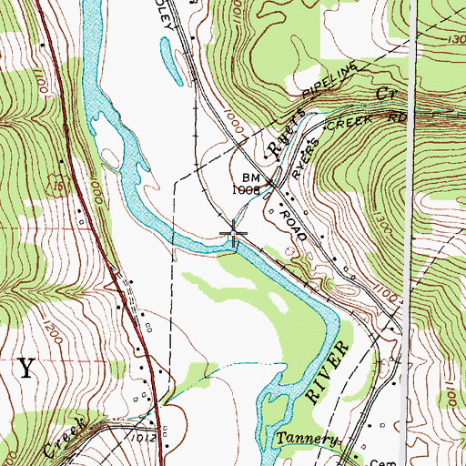 Topographic Map of Ryers Creek, NY