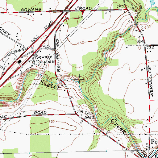 Topographic Map of Rythus Creek, NY