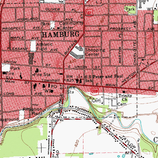 Topographic Map of Saints Peter and Paul School, NY