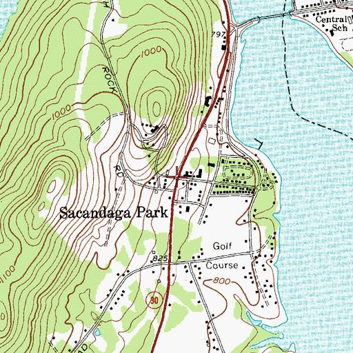 Topographic Map of Sacandaga Park, NY