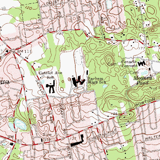 Topographic Map of Sachem High School, NY