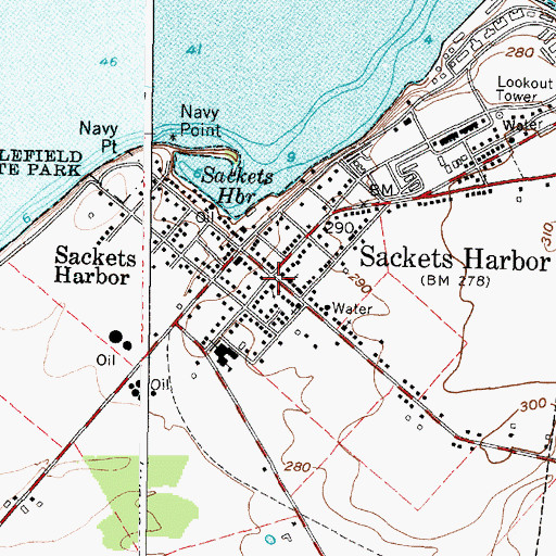 Topographic Map of Sackets Harbor, NY