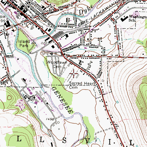 Topographic Map of Sacred Heart Cemetery, NY
