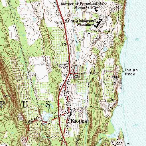 Topographic Map of Sacred Heart Church, NY