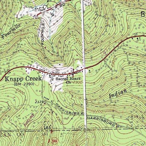 Topographic Map of Sacred Heart Church, NY