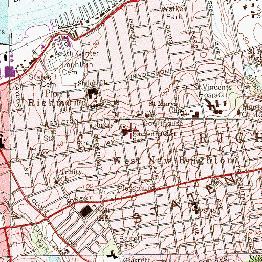 Topographic Map of Sacred Heart School, NY