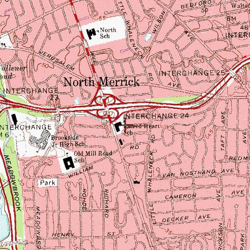 Topographic Map of Sacred Heart School, NY