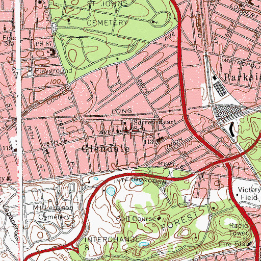 Topographic Map of Sacred Heart School, NY