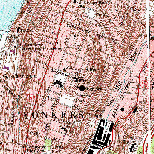 Topographic Map of Sacred Heart School, NY