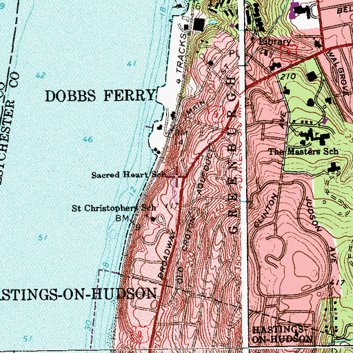 Topographic Map of Sacred Heart School, NY