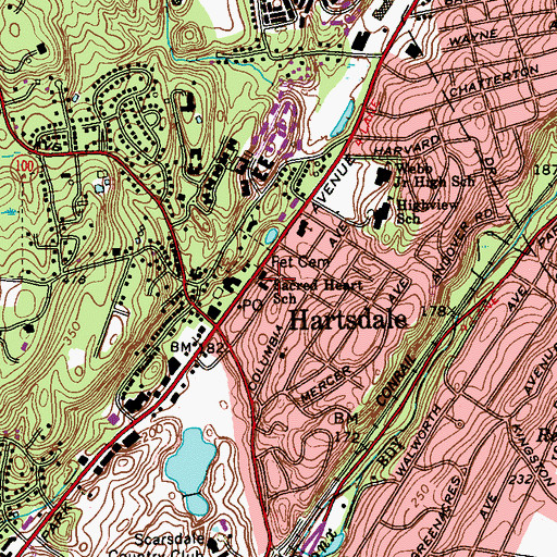 Topographic Map of Sacred Heart School, NY