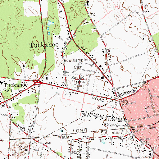 Topographic Map of Sacred Hearts Cemetery, NY