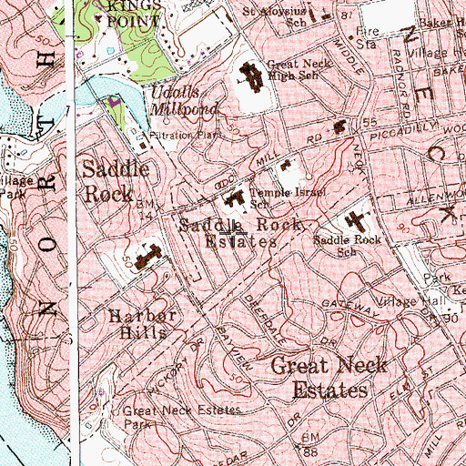 Topographic Map of Saddle Rock Estates, NY