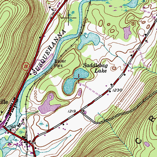 Topographic Map of Saddlebag Lake, NY