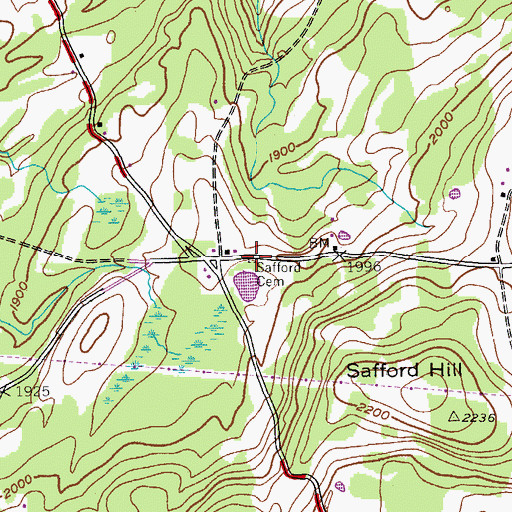 Topographic Map of Safford Cemetery, NY