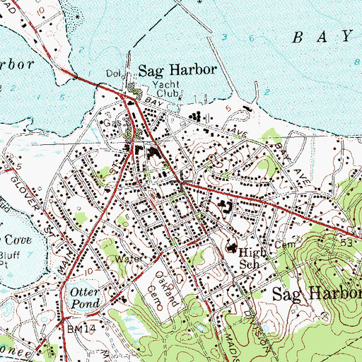 Topographic Map of Sag Harbor, NY