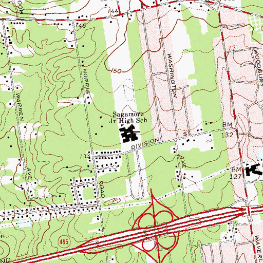 Topographic Map of Sagamore Junior High School, NY