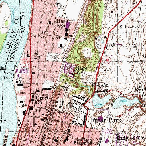 Topographic Map of Sage School, NY